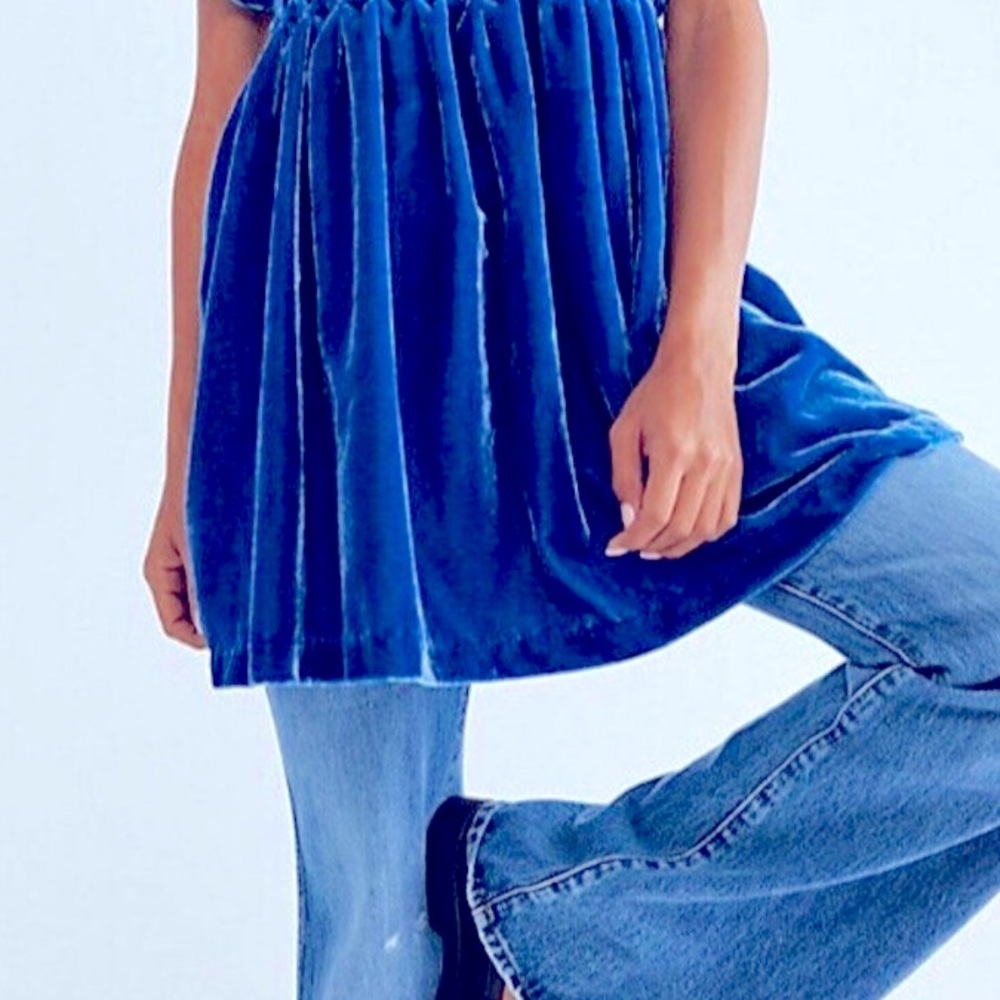 M NEW FREE PEOPLE GUM DROP MINI DRESS VELVET MOCK NECK STITCHED DEEP RI… - Picture 3 of 10